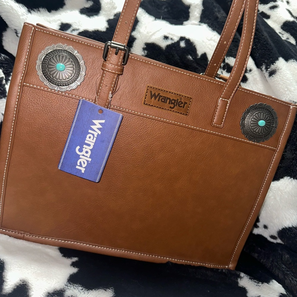 Wrangler Tan Tote with Silver Accents